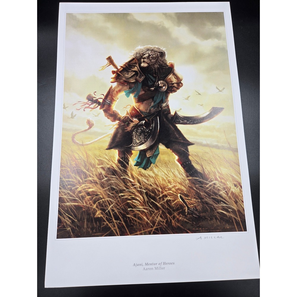 MTG Ajani Mentor of Heroes Art Print Signed Aaron Miller Magic 12x18